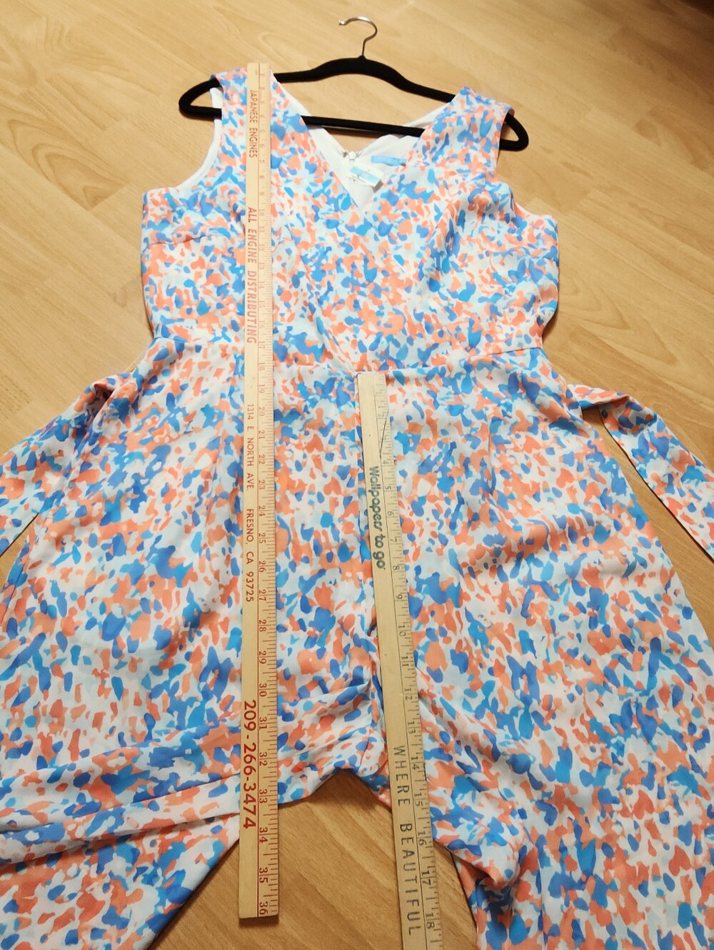 NWT J. McLaughlin Hermione V-Neck Wide Leg Sleeveless Jumpsuit Orange Blue Sz 8 - Picture 9 of 16